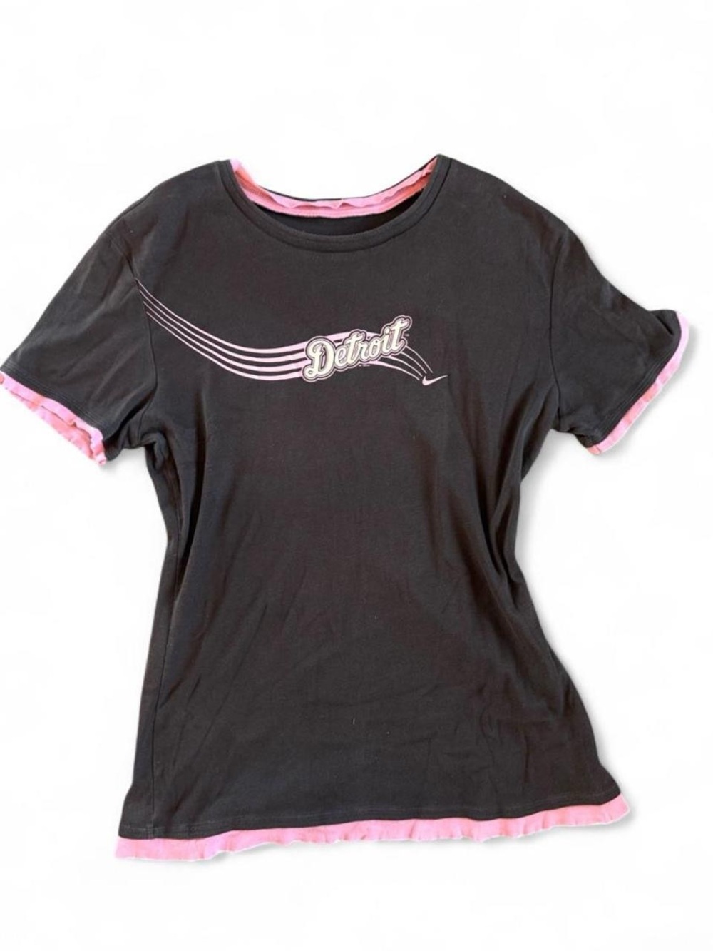 Vintage 2000s Nike Detroit Graphic Tee - Brown & Pink